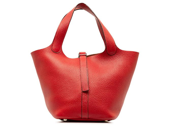Hermès Red Clemence Picotin Lock 18 Leather Pony-style calfskin  ref.1328164