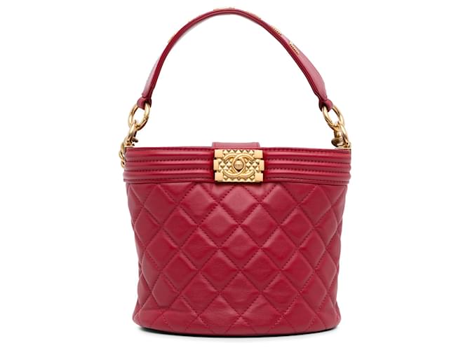 Chanel Red Calfskin Boy Bucket Bag Leather Pony-style calfskin  ref.1328172