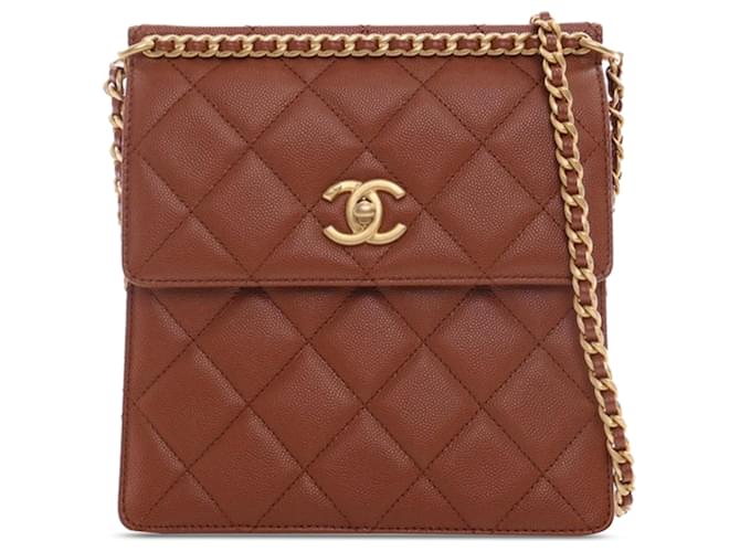 Chanel Brown CC Quilted Caviar Backpack Leather  ref.1328190
