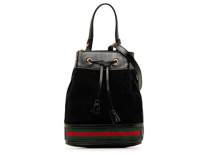 Gucci Black Small Suede Ophidia Bucket Bag Leather Pony-style calfskin  ref.1328199