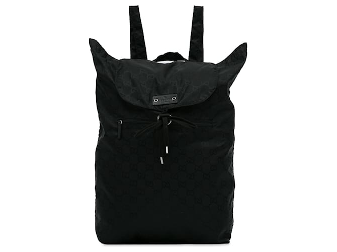 Gucci Black GG Nylon Bear Charm Backpack Cloth  ref.1328200