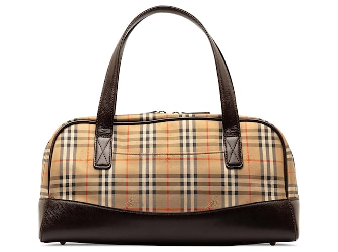 Burberry Brown Haymarket Check Handbag Beige Cloth Cloth  ref.1328201