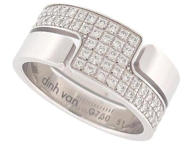 NEW DINH VAN SEVENTIES MM RING 223116 51 in white gold 18k diamonds 0.44ct Silvery  ref.1328225