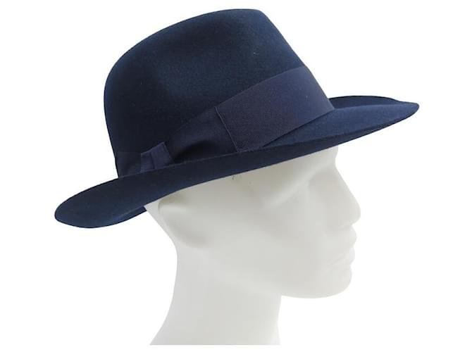 Hermès NEW HERMES HAT IN NIGHT BLUE RABBIT AND HARE FELT 55 NEW FELT HAT Navy blue  ref.1328233