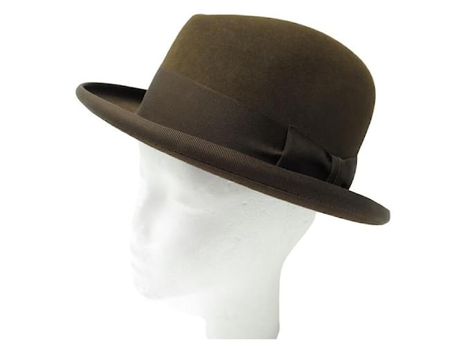 Hermès MOTSCH HAT FOR HERMES IN BROWN FELT WITH T-BOW59 MIXT BROWN BUCKET HAT  ref.1328260