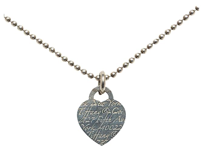 Collana in argento SV925 Tiffany & Co Notes Heart Ball Chain in buone condizioni Metallo  ref.1328307