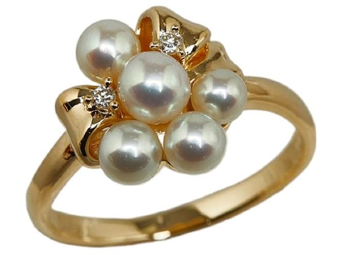 Tasaki está bien 18k Anillo de perlas de diamantes de oro Anillo de metal en excelentes condiciones  ref.1328308