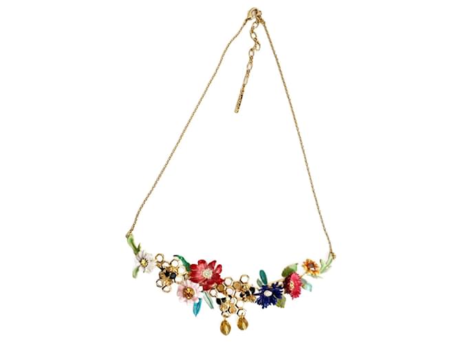 Les Nereides Flower and bee necklace Multiple colors Ceramic  ref.1328314