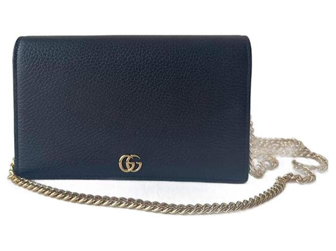 Gucci GG Marmont leather mini chain bag Black  ref.1328321