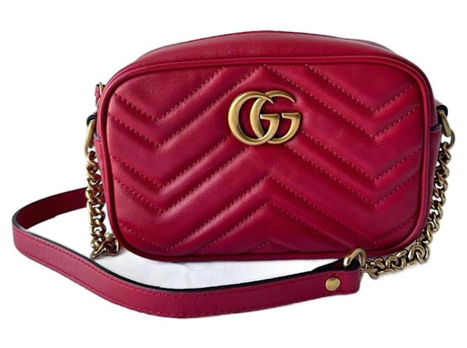 Gucci GG Marmont matelassé mini bag Red Leather  ref.1328326