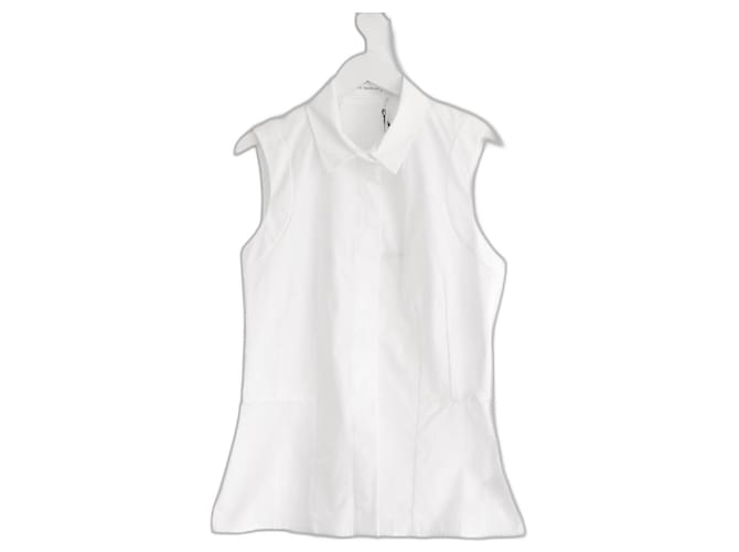 Victoria Beckham Jeans Sleeveless Sports Shirt White Cotton  ref.1328331