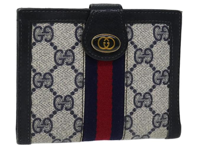 GUCCI GG Supreme Sherry Line Wallet PVC Red Navy Auth yk11479 Navy blue  ref.1328349