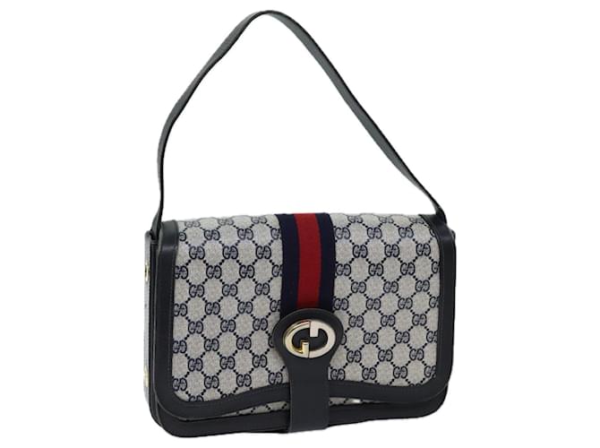 GUCCI GG Supreme Sherry Line Shoulder Bag PVC Navy Red Auth ep3795 Navy blue  ref.1328362