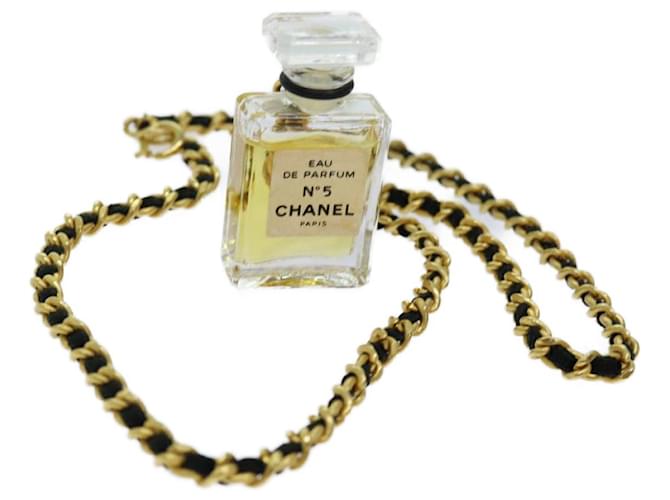 CHANEL Perfume Necklace Gold CC Auth ar11597b Golden Metal  ref.1328366