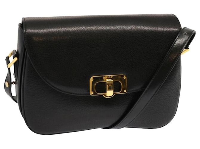 BALLY Shoulder Bag Leather Black Auth mr064  ref.1328372