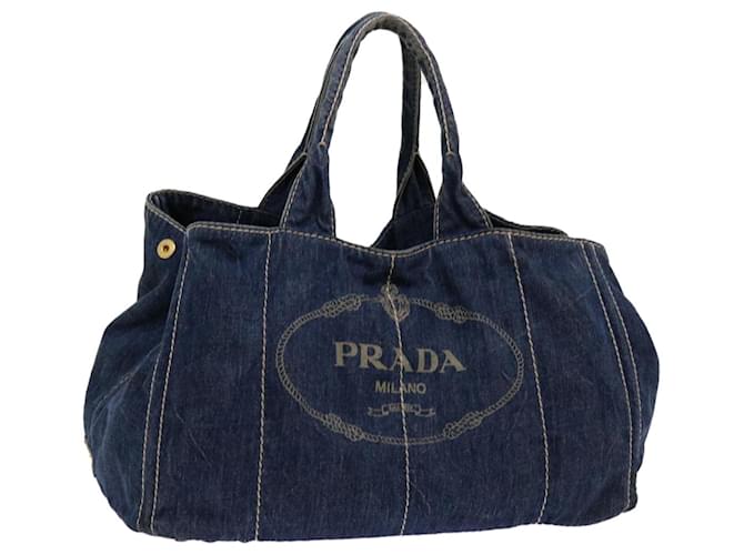 PRADA Canapa GM Hand Bag Denim Blue Auth bs13077 Cloth  ref.1328389