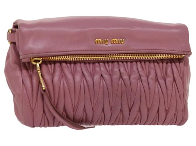 Miu Miu Materasse Clutch Bag Leather Pink Auth mr038  ref.1328413