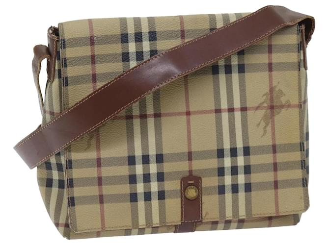 BURBERRY Nova Check Shoulder Bag PVC Beige Auth bs13214  ref.1328421
