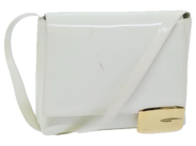 GUCCI Shoulder Bag Patent leather White 001 3444 1812 Auth bs13051  ref.1328435