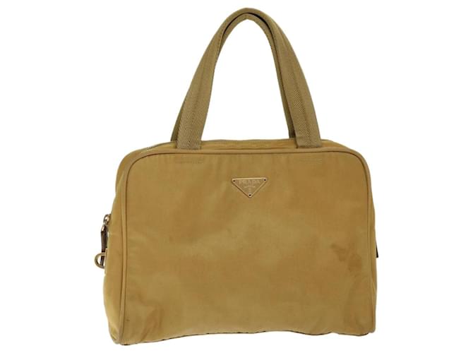 PRADA Hand Bag Nylon Beige Auth 69941  ref.1328437
