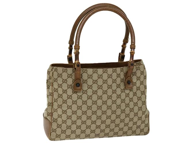 GUCCI GG Canvas Bamboo Tote Bag Beige 112526 auth 69780  ref.1328441