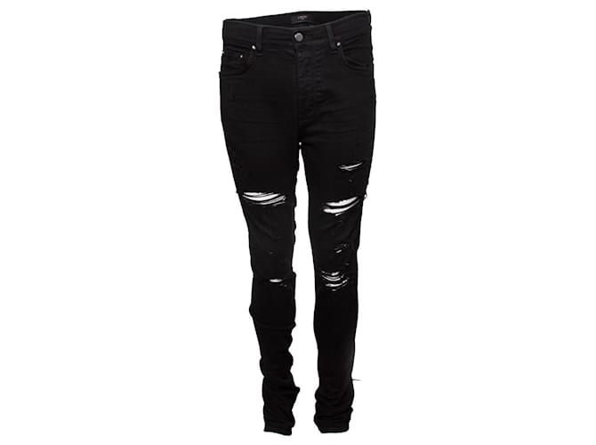 Amiri, Black distressed biker jeans Cotton  ref.1328480