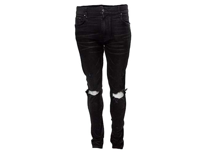 Amiri, Distressed faded black biker jeans Cotton  ref.1328482