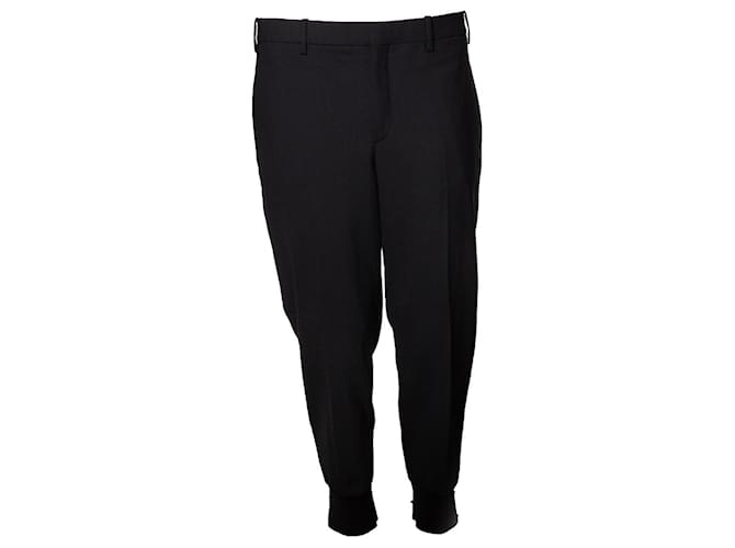 NEIL BARRETT, Tuxedo slim fit jogger pants Black Polyester Wool  ref.1328484