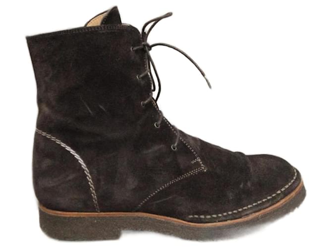Salvatore Ferragamo ankle boots size 39 Dark brown Deerskin  ref.1328498
