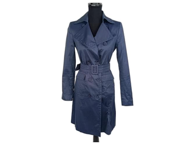 Stella Mc Cartney Stella McCartney women's blue trench coat Silk Cotton  ref.1328515