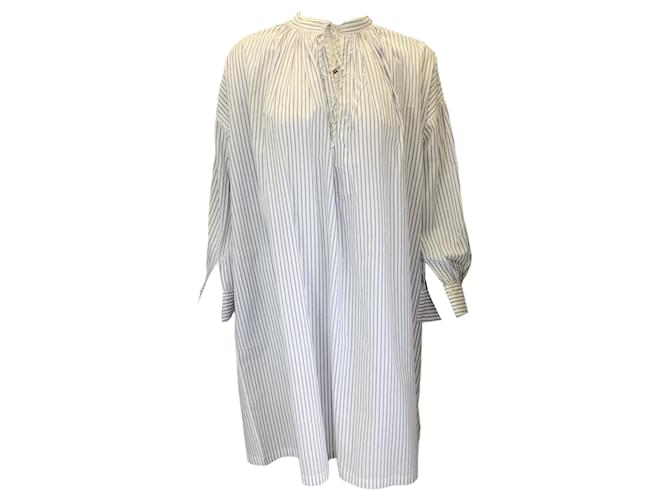 Autre Marque Arts & Science White / Blue Striped Oversized Cotton Dress  ref.1328522