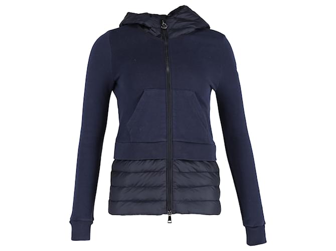 Moncler Maglia Down Cardigan in Navy Blue Polyester  ref.1328557
