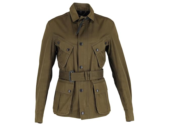Burberry Prorsum Belted Field Jacket in Green Polyester  ref.1328558