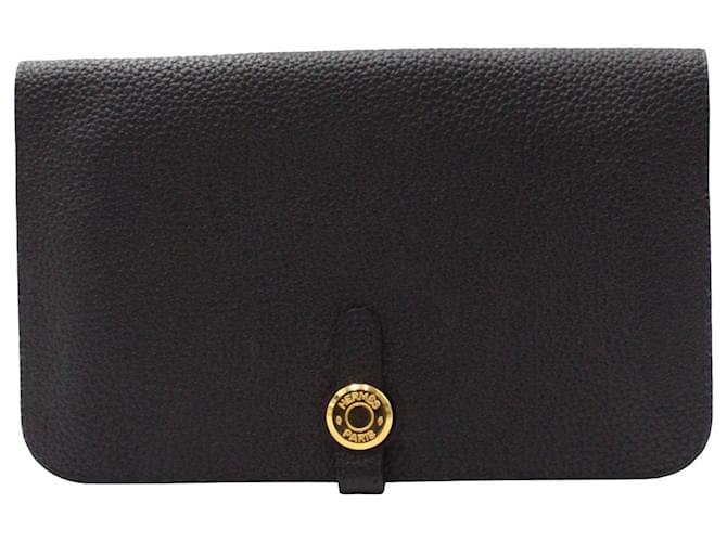Hermès Hermes Dogon Duo Wallet in Black Calfskin Leather Pony-style calfskin  ref.1328569