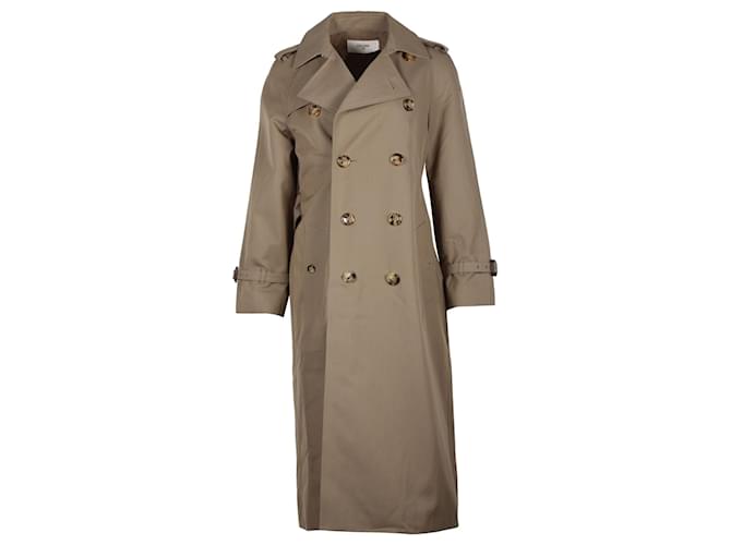 Céline Celine Double-Breasted Trench Coat in Beige Cotton Brown  ref.1328573