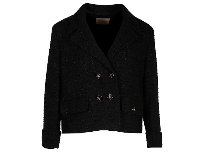 Gucci Glitter Double-Breasted Blazer Jacket in Black Viscose Cellulose fibre  ref.1328608