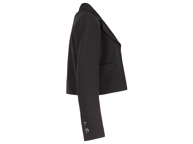 Chanel Cropped Open-Front Blazer aus schwarzer Seide