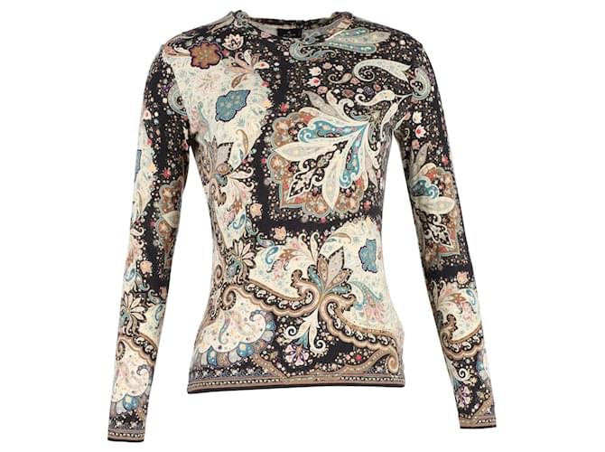 Etro Printed Long Sleeve Top in Brown Cotton  ref.1328624