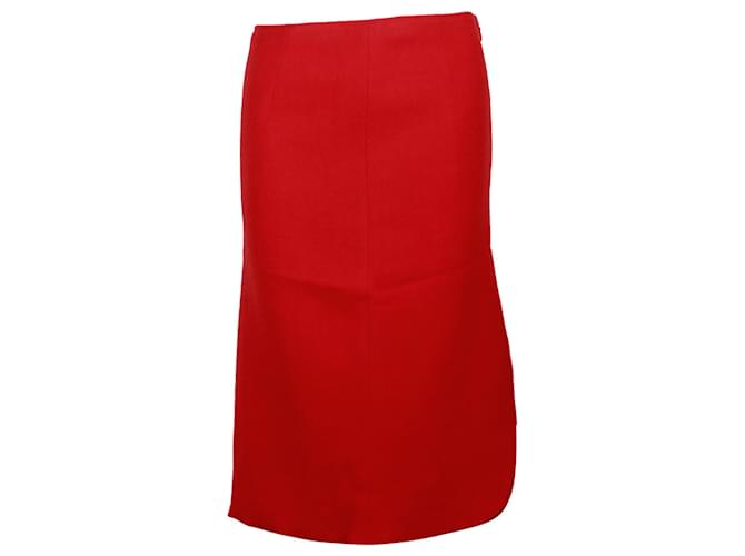 Christian Dior Dior Knee-Length Skirt in Red Virgin Wool  ref.1328633