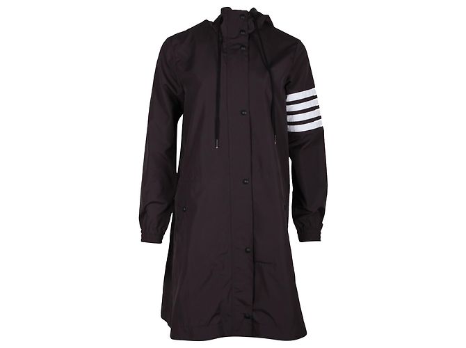 Thom Browne 4-Bar Hooded Parka in Grey Polyester