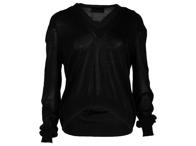 Givenchy V-neck Sweater in Black Cotton  ref.1328644