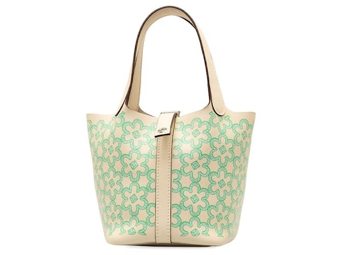 Hermès Bolso Hermes Picotin Lock Micro 14 Lucky Daisy Swift en excelente estado Beige Cuero  ref.1328690