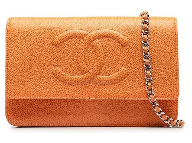 Chanel CC Caviar Wallet on Chain Shoulder Bag Leather in Excellent condition  ref.1328715