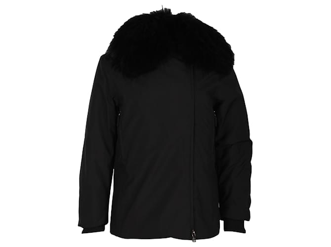 Prada Racoon Fur Collar Jacket in Black Polyester  ref.1328733