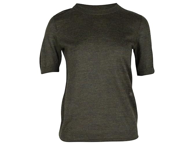 Céline Celine Short-Sleeve Knit T-shirt in Green Acrylic and Wool  ref.1328735
