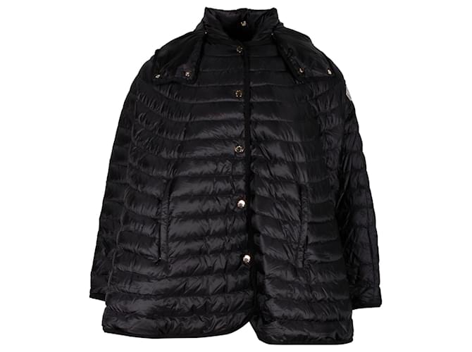 Moncler Chinchard Doudoune Style Poncho en Nylon Noir  ref.1328738