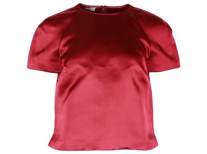 Valentino Short Sleeve Top in Red Silk  ref.1328754