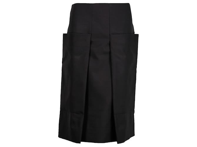 Céline Celine Pleated Skirt in Black Wool  ref.1328755