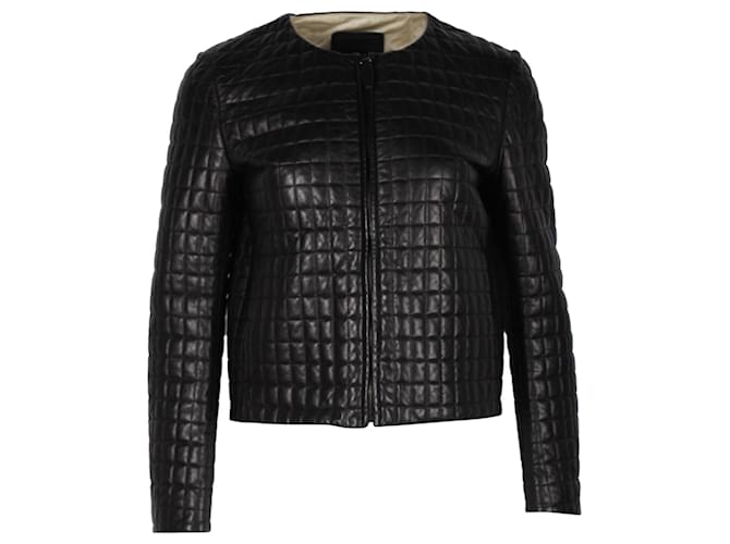 Prada Quilted Jacket in Black Lambskin Leather  ref.1328761