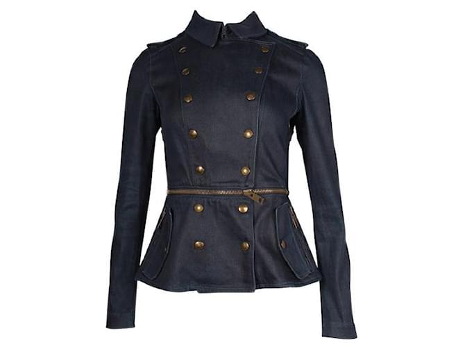 Burberry Denim Detachable Peplum Zip Jacket Blue Cotton  ref.1328763